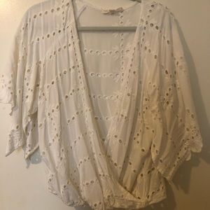 LOVESTITCH Eyelet Faux wrap top